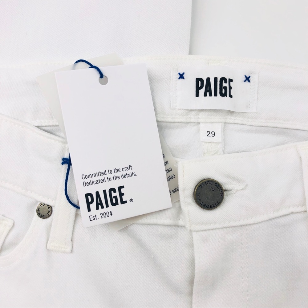 NWT Paige Curved Hem Mid Rise White Jeans Size 29 - Picture 8 of 8